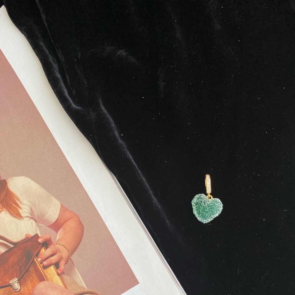 Crystal Haze Jelly Heart Pendant -Pave Connector- Cactus - bestseller - Picture 2 of 3